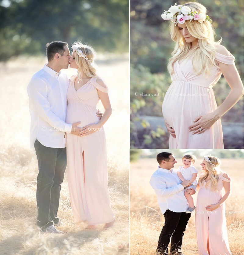 Haljina za trudnice Maxi haljina Baby Shower Fotografiranje za trudnice Ležerna odjeća za trudnice Empire bez rukava Pripijena do struka Haljina s podijeljenim stranama