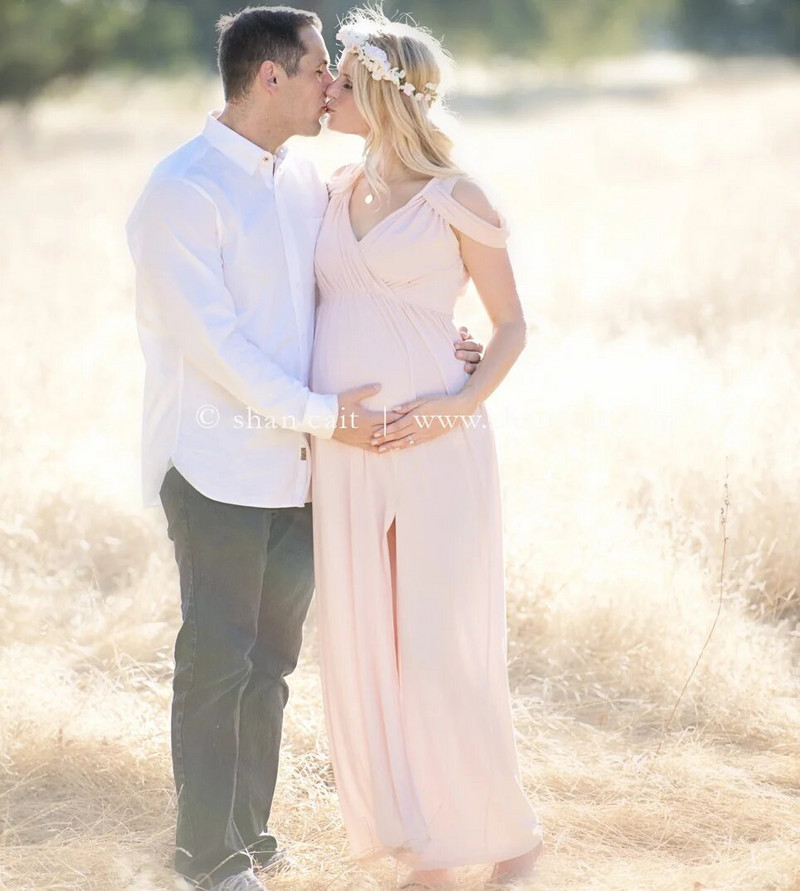 Haljina za trudnice Maxi haljina Baby Shower Fotografiranje za trudnice Ležerna odjeća za trudnice Empire bez rukava Pripijena do struka Haljina s podijeljenim stranama