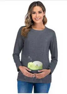 Majica za trudnice s printom za bebe, majica s dugim rukavima, majica na trbuščić Odjeća za trudnice Majice za trudnice Odjeća za trudnice