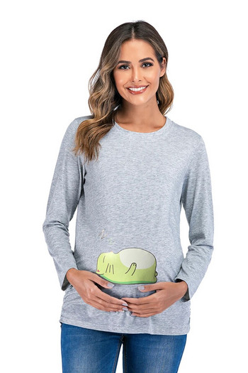 Βρεφικό μπλουζάκι εγκυμοσύνης με στάμπα μακρυμάνικο μπλουζάκι κοιλιά Ρούχα για έγκυες μπλουζάκια εγκυμοσύνης Μπλουζάκια εγκυμοσύνης
