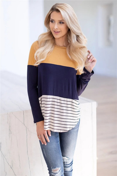 Grūtniecēm Grūtnieču apģērbs Sieviešu garām piedurknēm svītraini barošanas krekls T-krekls barošanai ar krūti Grūtniecēm S-2xl