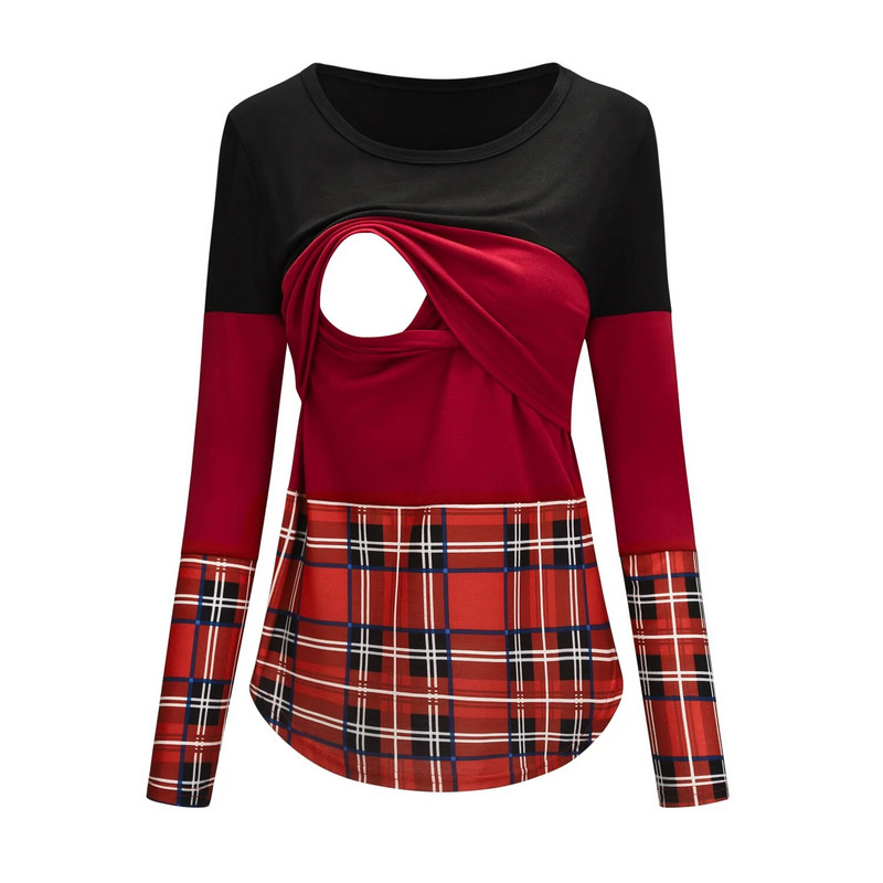 Grūtniecēm Grūtnieču apģērbs Sieviešu garām piedurknēm svītraini barošanas krekls T-krekls barošanai ar krūti Grūtniecēm S-2xl