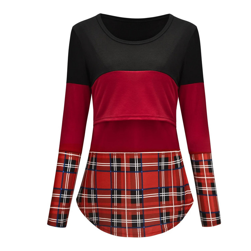 Grūtniecēm Grūtnieču apģērbs Sieviešu garām piedurknēm svītraini barošanas krekls T-krekls barošanai ar krūti Grūtniecēm S-2xl