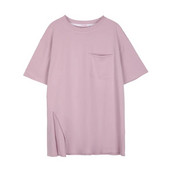 Jednobojna pamučna široka majica kratkih rukava s džepovima i ukrasima za trudnice Odjeća za trudnice 9128P