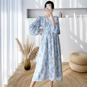 Proljetna trudnička haljina s V-izrezom Visoka struka Haljina za plažu za trudnice Modni printovi Široka trudnička blagdanska odjeća od šifona