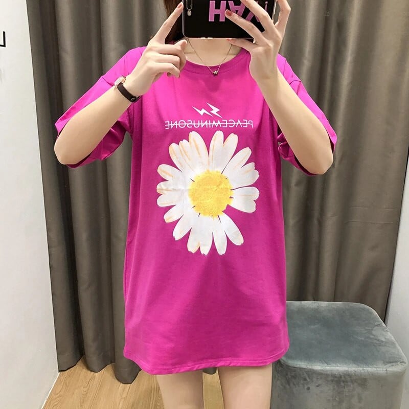 Višebojna majica kratkih rukava Sun Flower, ljetna majica kratkih rukava za trudnice i gornji dio odjeće za trudnice 3928P