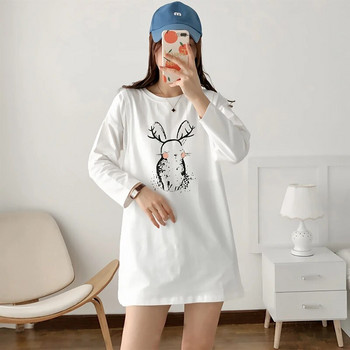 Свободна дамска тениска със среден и дълъг стил за хранене, висококачествени памучни дрехи за бременни и бременни кърмачки 5016B