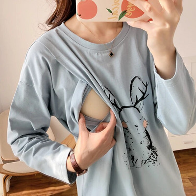 Srednja i duga široka ženska majica kratkih rukava za hranjenje, visokokvalitetna pamučna odjeća za trudnice i dojilje 5016B