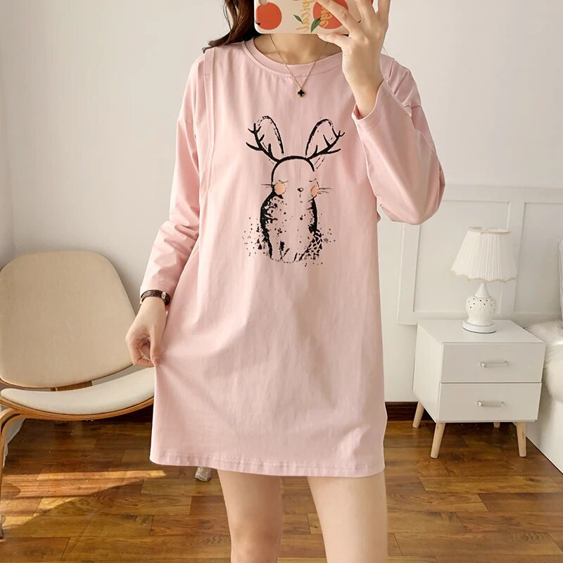 Srednja i duga široka ženska majica kratkih rukava za hranjenje, visokokvalitetna pamučna odjeća za trudnice i dojilje 5016B