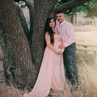 Šifonska haljina za trudnice Seksi haljina s otvorenim ramenima za trudnice Maxi haljina za vjenčanje za fotografije