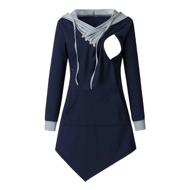 Terhes felső blúz Ruhák Szoptató női póló Terhességi kapucnis póló Kismama és szoptató felsőruházat Lactancia