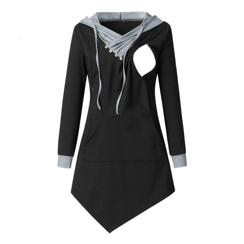 Terhes felső blúz Ruhák Szoptató női póló Terhességi kapucnis póló Kismama és szoptató felsőruházat Lactancia