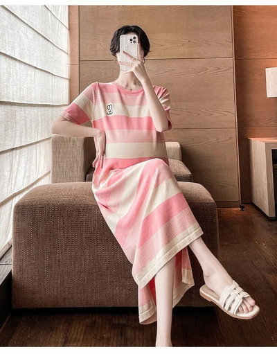 Grūtniecēm Mīksta auduma brīva, ērta kleita Grūtnieču kleita ar īsām piedurknēm, ikdienišķa grūtnieču kleita