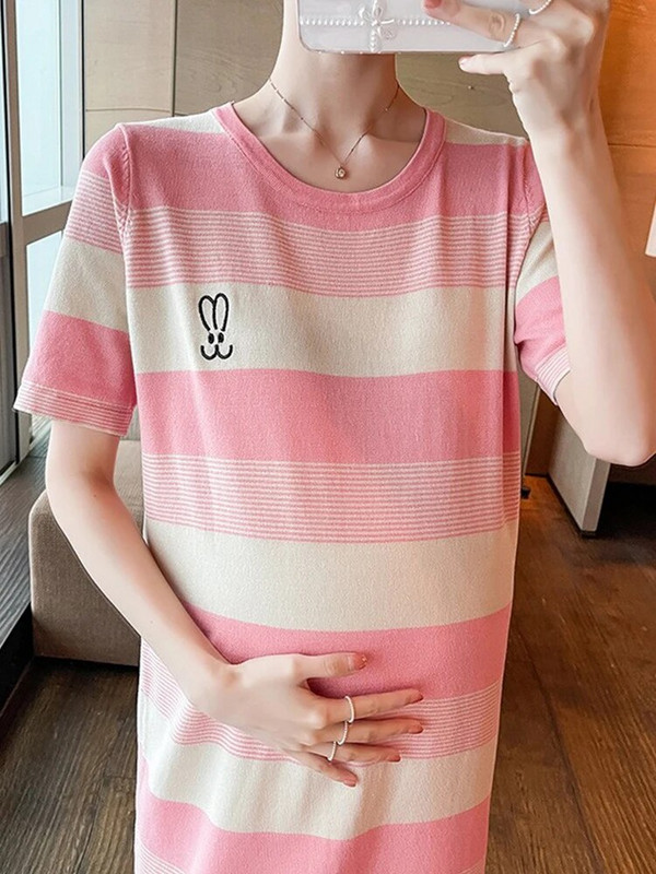 Grūtniecēm Mīksta auduma brīva, ērta kleita Grūtnieču kleita ar īsām piedurknēm, ikdienišķa grūtnieču kleita