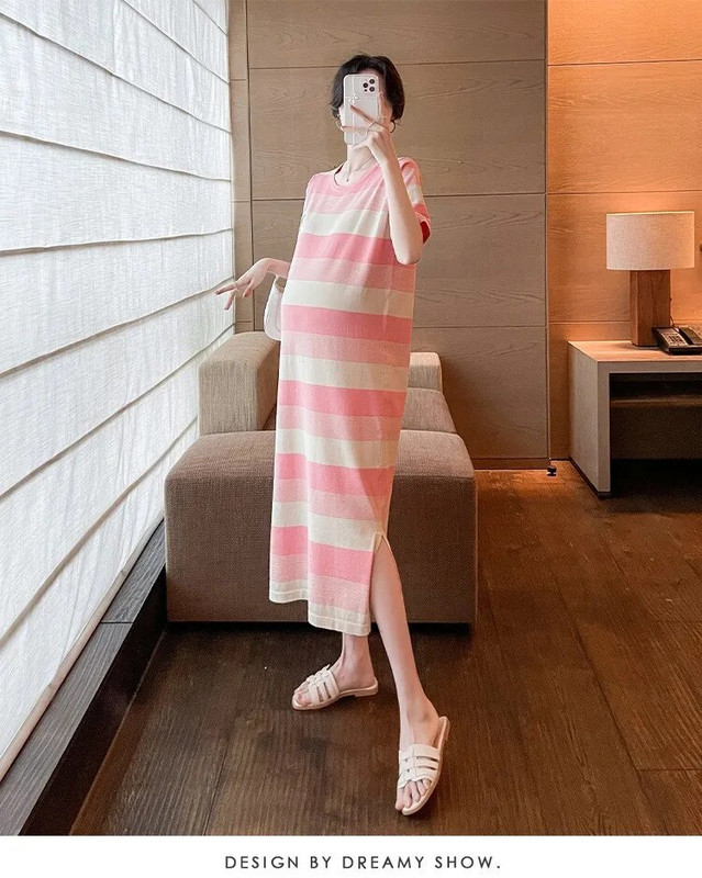 Grūtniecēm Mīksta auduma brīva, ērta kleita Grūtnieču kleita ar īsām piedurknēm, ikdienišķa grūtnieču kleita