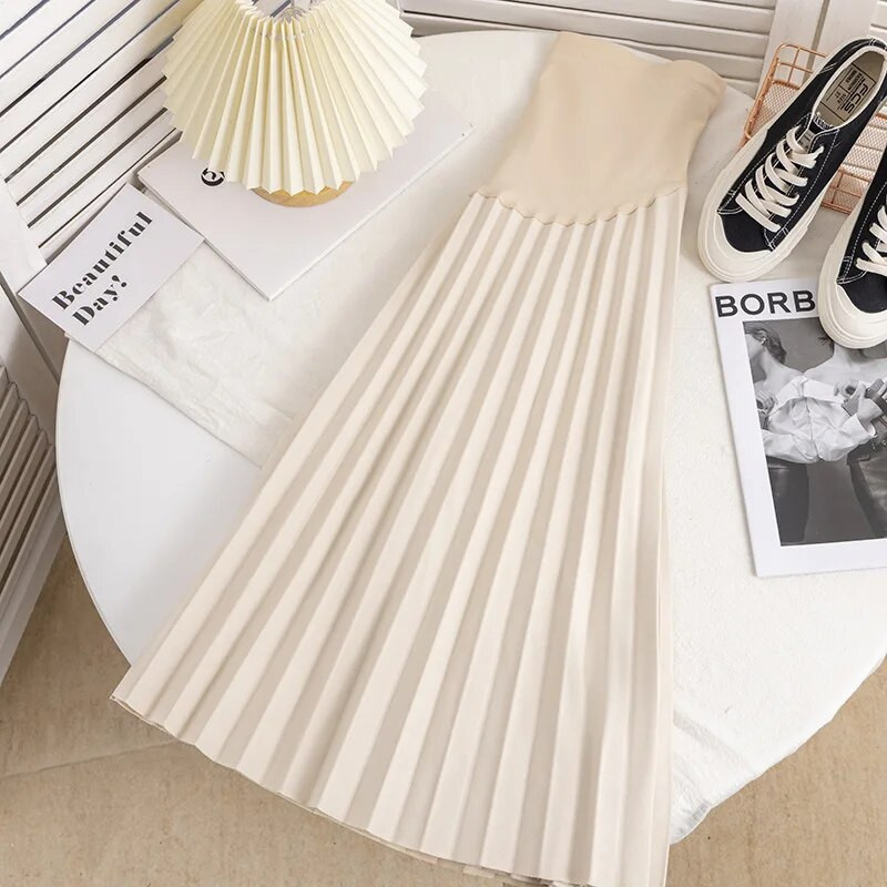 Suknja za trudnice Jesenska i zimska gornja odjeća modna korejska verzija plisirana suknja visokog struka Suknja a-kroja P06068