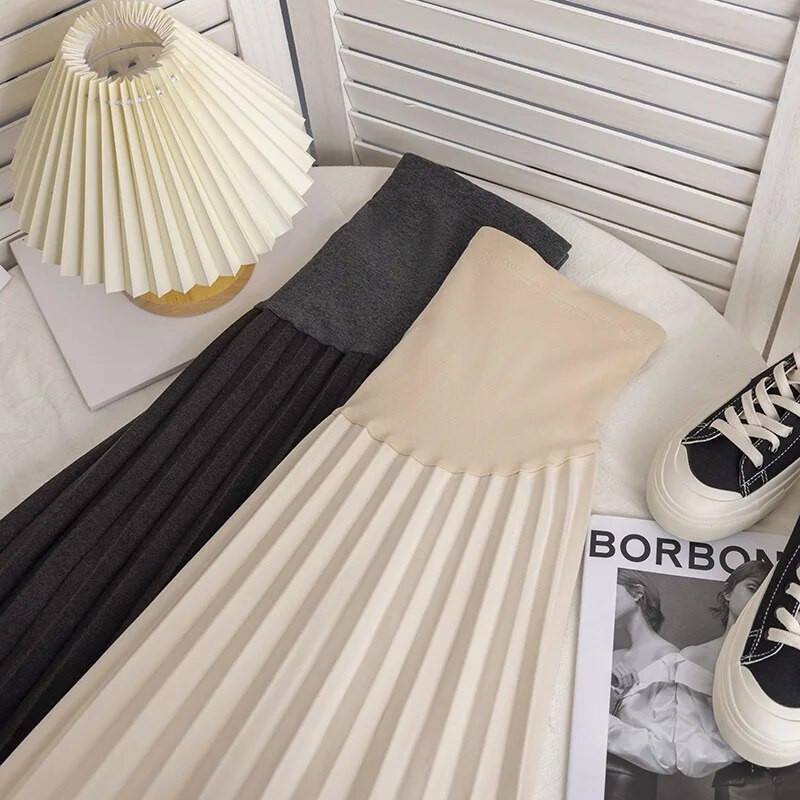 Suknja za trudnice Jesenska i zimska gornja odjeća modna korejska verzija plisirana suknja visokog struka Suknja a-kroja P06068