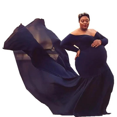 Σέξι φορέματα εγκυμοσύνης χωρίς ώμους για φωτογράφιση έγκυων μάξι φόρεμα εγκυμοσύνης για γυναίκες Baby shower μωβ