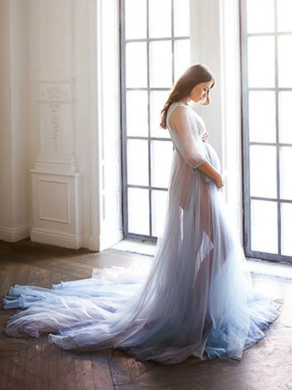 Seksi čipkane dugine mrežaste haljine za trudnice Dugačka trudnička haljina Fotografiranje trudnica Maxi haljina Rekviziti za fotografiranje