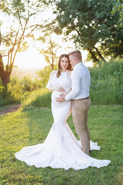 Lühikeste varrukatega raseda kleit rasedatele, volangidega Elegantne Bodycon merineitsi raseduskleidid