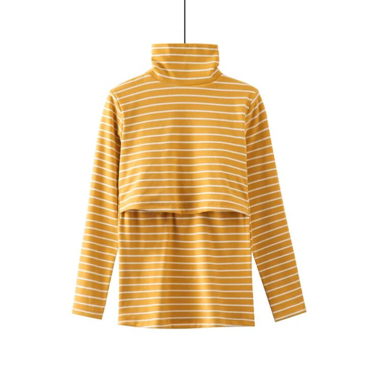 Naiste rinnahoidjatega pluus Rasedatele pikkade varrukatega triibulised imetamistopsid T-särk imetamiseks Raseda vabaaja talvepluusisärk