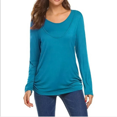 Kismama ruhák Egyszínű felsők terhes nők számára Őszi hosszú ujjú póló szoptatós Terhesing Anya