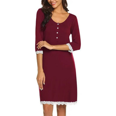 Kismama pizsama Kórházi hálóinghez Terhes nők Szoptató Hálóruha Csipkés Hálóruha Terhesség Kismama hosszú ujjú ruhák