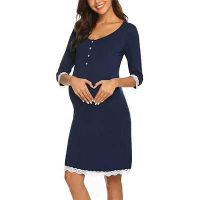 Kismama pizsama Kórházi hálóinghez Terhes nők Szoptató Hálóruha Csipkés Hálóruha Terhesség Kismama hosszú ujjú ruhák