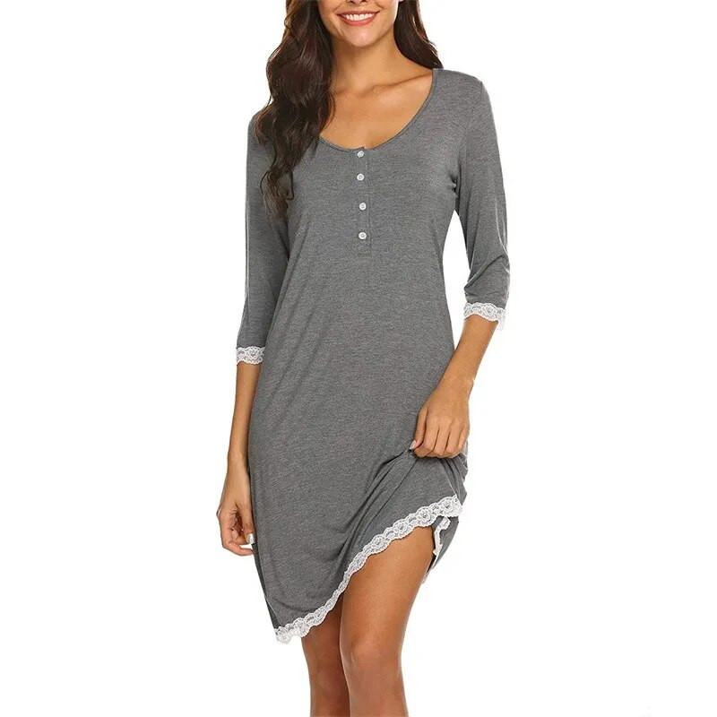 Kismama pizsama Kórházi hálóinghez Terhes nők Szoptató Hálóruha Csipkés Hálóruha Terhesség Kismama hosszú ujjú ruhák