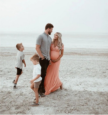 Памучни пайети Тюл бална рокля за бременни за фотосесия Дълги реквизити за бременни снимки Рокли за бременни