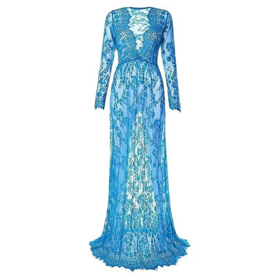 Čipkane pamučne šivane haljine za trudnice Tanka maksi haljina dugih rukava za trudnice Otmjena rekviziti za fotografije Odjeća