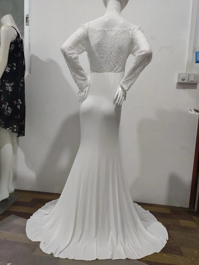 Čipkane pamučne šivane haljine za trudnice Tanka maksi haljina dugih rukava za trudnice Otmjena rekviziti za fotografije Odjeća