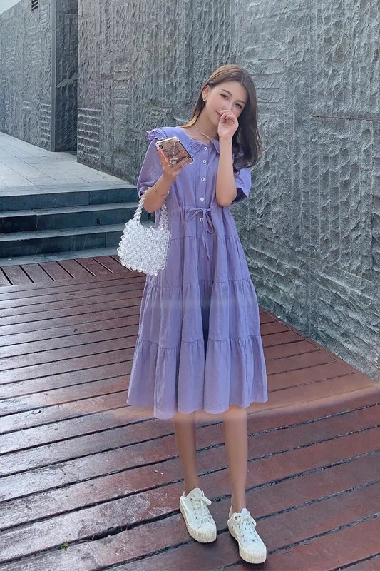 9017# Odjeća za trudnice Ljetna labava elegantna haljina kratkih rukava za trudnice Lako pristajajuća haljina za mame