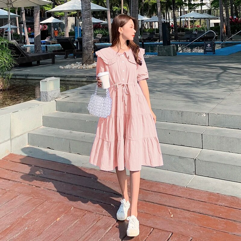 9017# Odjeća za trudnice Ljetna labava elegantna haljina kratkih rukava za trudnice Lako pristajajuća haljina za mame