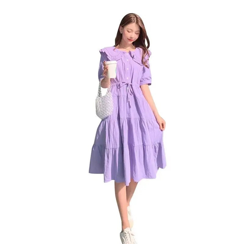 9017# Odjeća za trudnice Ljetna labava elegantna haljina kratkih rukava za trudnice Lako pristajajuća haljina za mame