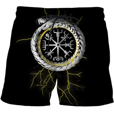 2021. g. Vīriešu šorti Vasaras modes Viking Cool 3D Print Pludmales Bikses Peldbikses Dēļa biksītes Vīriešiem Peldbikses Šorti Pludmales apģērbs