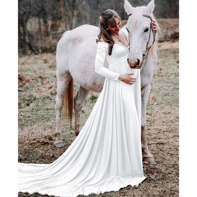 Rochii de maternitate cu coadă lungă pentru ședință foto Recuzită fotografie de maternitate Rochii maxi pentru femei gravide Haine Rochie de sarcină