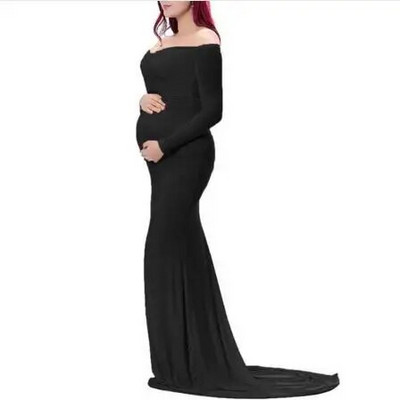 Nėščiųjų medvilninė vilkimo suknelė ilgomis rankovėmis nėščioms moterims Maxi suknelė nėštumo metu kūdikių šou Fotosesija Fotografijos rekvizitai Drabužiai