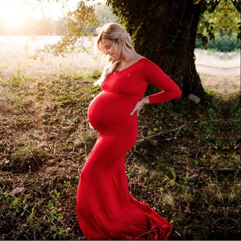 Nėščiųjų medvilninė vilkimo suknelė ilgomis rankovėmis nėščioms moterims Maxi suknelė nėštumo metu kūdikių šou Fotosesija Fotografijos rekvizitai Drabužiai