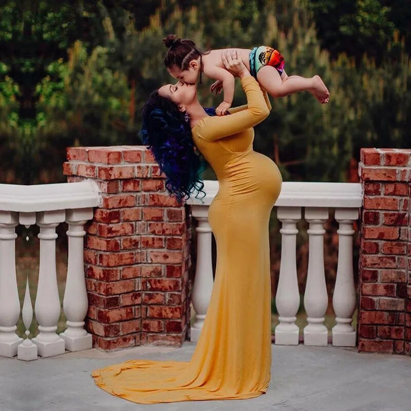 Nėščiųjų medvilninė vilkimo suknelė ilgomis rankovėmis nėščioms moterims Maxi suknelė nėštumo metu kūdikių šou Fotosesija Fotografijos rekvizitai Drabužiai