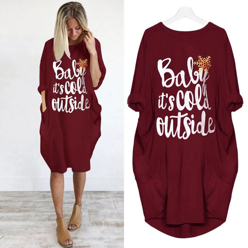 Božićna široka haljina dugih rukava Ležerna ženska odjeća za trudnice Vestidos Gravidas Ženska haljina Jesenska odjeća