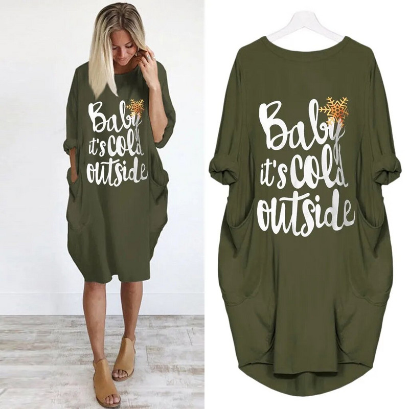 Božićna široka haljina dugih rukava Ležerna ženska odjeća za trudnice Vestidos Gravidas Ženska haljina Jesenska odjeća