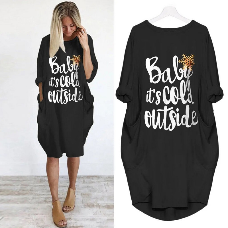 Božićna široka haljina dugih rukava Ležerna ženska odjeća za trudnice Vestidos Gravidas Ženska haljina Jesenska odjeća