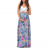 Vasaras grūtnieču kleitas bez piedurknēm grūtniecēm ar ziedu apdruku Gara kleita grūtniecības ietinamais kleita Mama apģērbs Vestidos