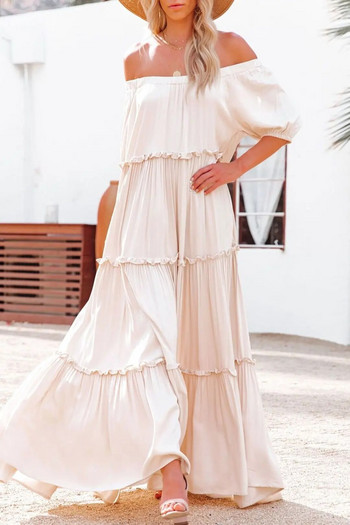 Bohemian Off Shoulder Γυναικείο φόρεμα Boho Gown Λευκό Κομψό Γαλλική Φωτογραφία εγκυμοσύνης Μακρύ φόρεμα συνονθύλευμα Έγκυος Ρούχα