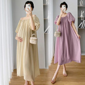 Ljetna odjeća za trudnice Haljine kratkih rukava Vanjska odjeća Jednobojna Elegantna haljina za trudnice Slatka odjeća za trudnice