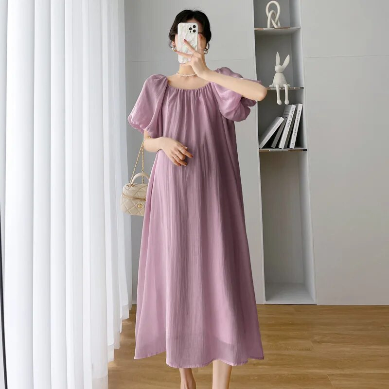 Ljetna odjeća za trudnice Haljine kratkih rukava Vanjska odjeća Jednobojna Elegantna haljina za trudnice Slatka odjeća za trudnice