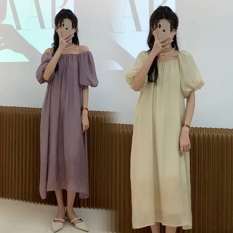 Ljetna odjeća za trudnice Haljine kratkih rukava Vanjska odjeća Jednobojna Elegantna haljina za trudnice Slatka odjeća za trudnice