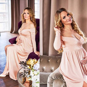 Seksualios nėščiosios suknelės be pečių fotosesija „Maksimax“ suknelė priekyje, suskilusi, nėščia moteris, nėščia, fotografavimo rekvizitai, drabužiai 2021 m. Nauja