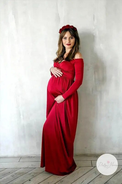 Seksualios nėščiosios suknelės be pečių fotosesija „Maksimax“ suknelė priekyje, suskilusi, nėščia moteris, nėščia, fotografavimo rekvizitai, drabužiai 2021 m. Nauja